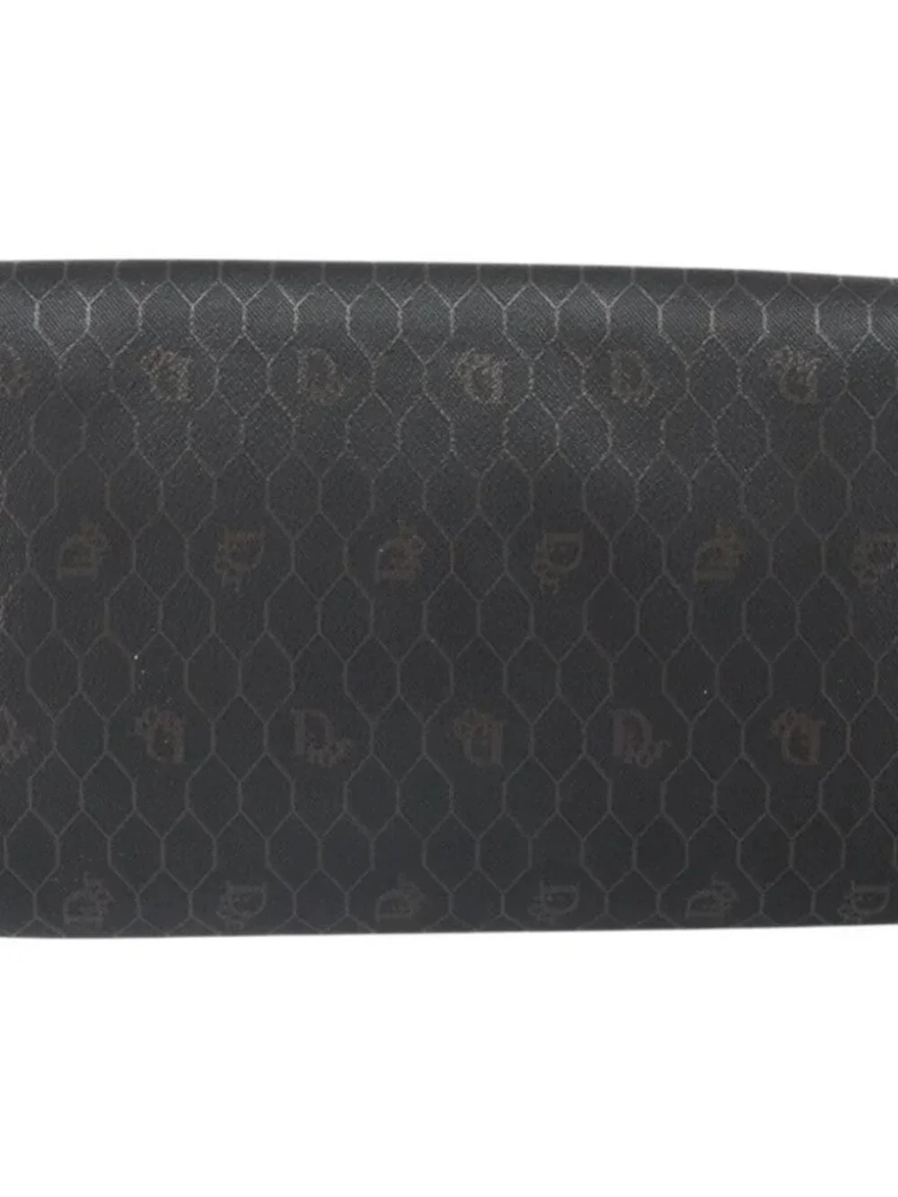Christian Dior Honeycomb Canvas Chain Shoulder Bag PVC Black Gold Auth - Picture 2 of 15